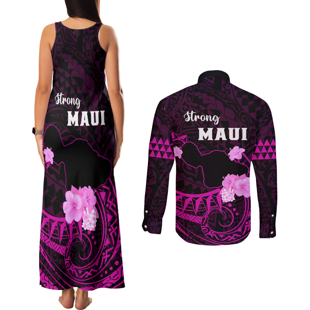 Hawaii Strong Maui Couples Matching Tank Maxi Dress and Long Sleeve Button Shirt Lahaina Is Not For Sale LT05 - Polynesian Pride