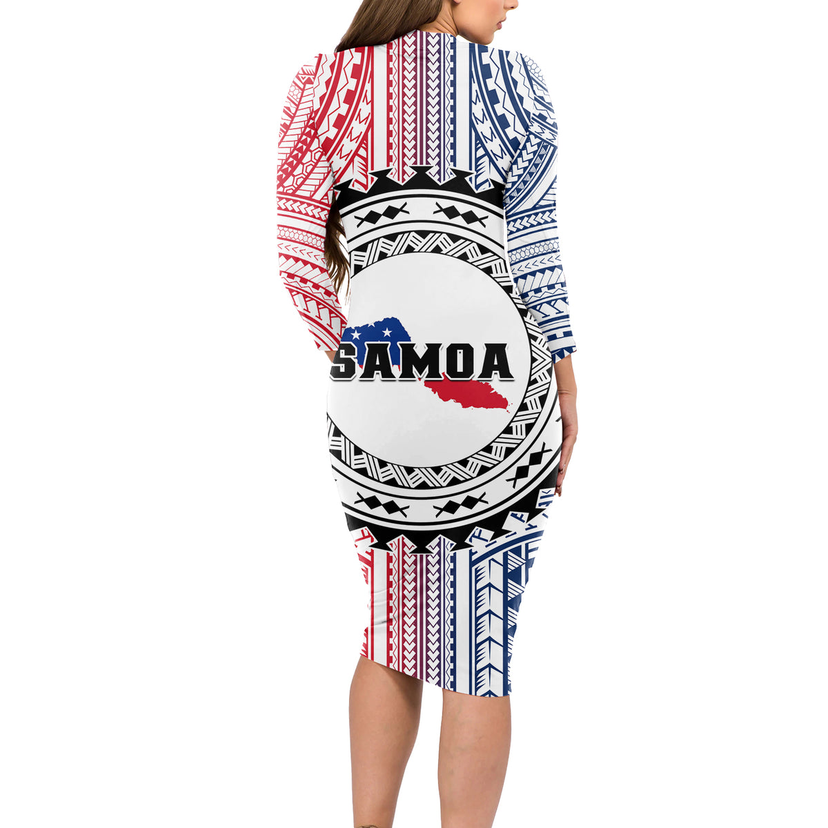 Samoa Black Saturday Long Sleeve Bodycon Dress Polynesian Tribal Simple Style LT05 - Polynesian Pride