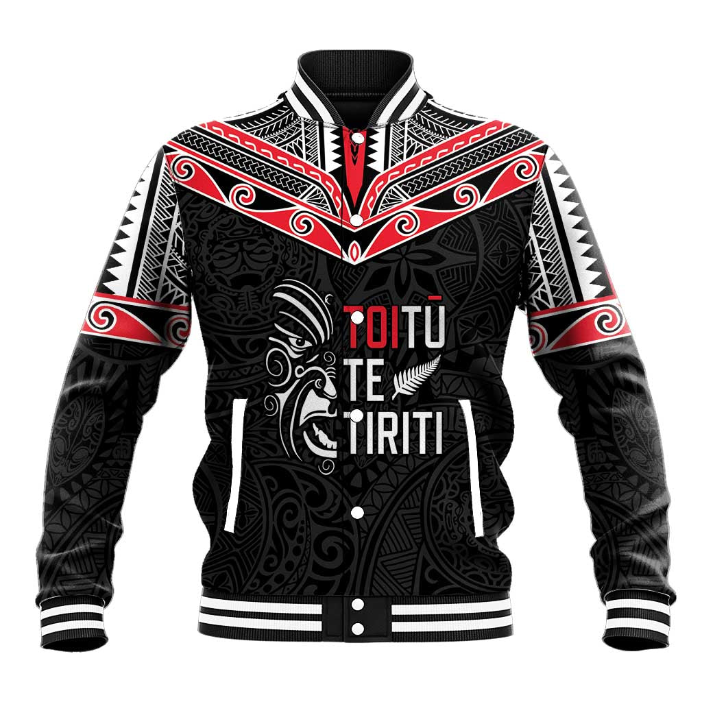 Aotearoa Toitu Te Tiriti Baseball Jacket New Zealand Honour The Treaty LT05 Unisex Black - Polynesian Pride