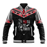 Aotearoa Toitu Te Tiriti Baseball Jacket New Zealand Honour The Treaty LT05 Unisex Black - Polynesian Pride