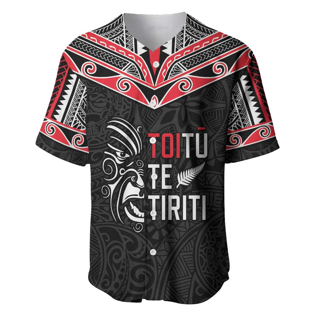Aotearoa Toitu Te Tiriti Baseball Jersey New Zealand Honour The Treaty LT05 Black - Polynesian Pride
