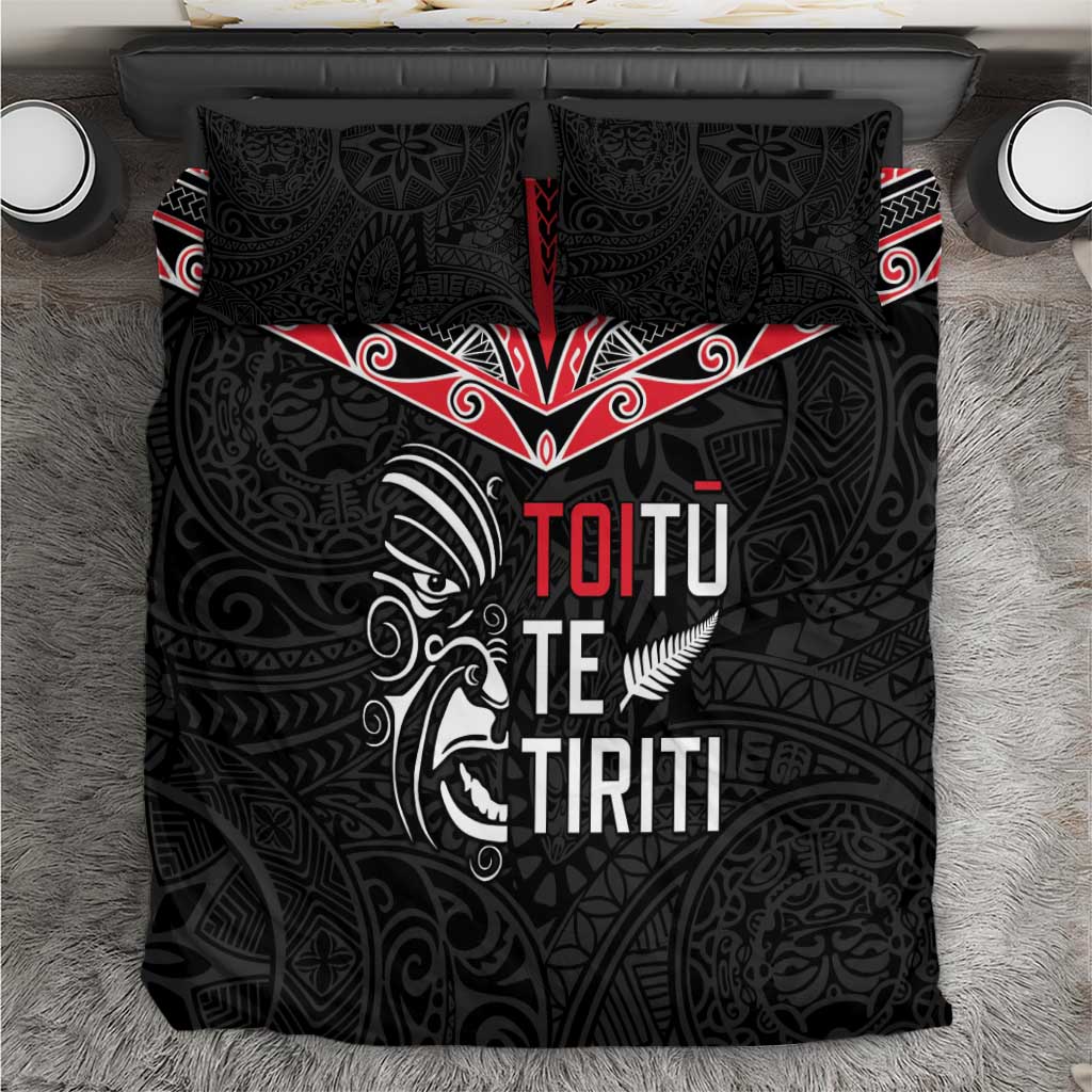 Aotearoa Toitu Te Tiriti Bedding Set New Zealand Honour The Treaty LT05 Black - Polynesian Pride