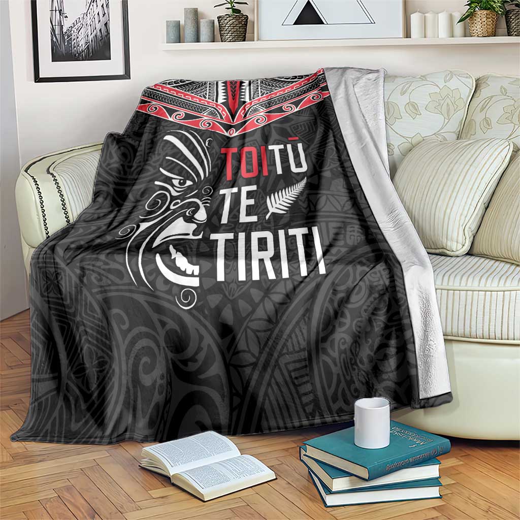 Aotearoa Toitu Te Tiriti Blanket New Zealand Honour The Treaty LT05 Black - Polynesian Pride
