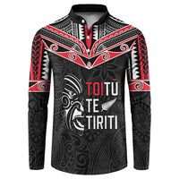 Aotearoa Toitu Te Tiriti Button Sweatshirt New Zealand Honour The Treaty LT05 Black - Polynesian Pride