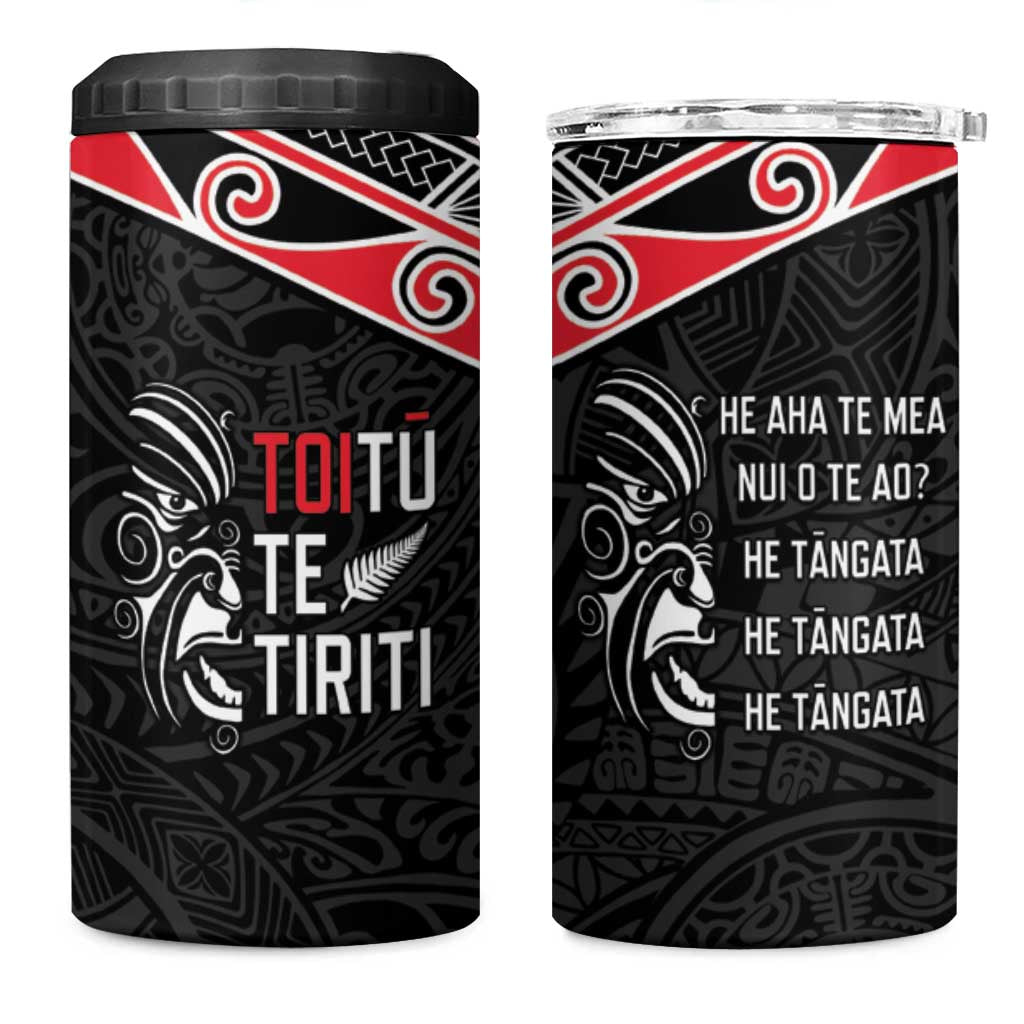 Aotearoa Toitu Te Tiriti 4 in 1 Can Cooler Tumbler New Zealand Honour The Treaty LT05 One Size: 16 oz Black - Polynesian Pride