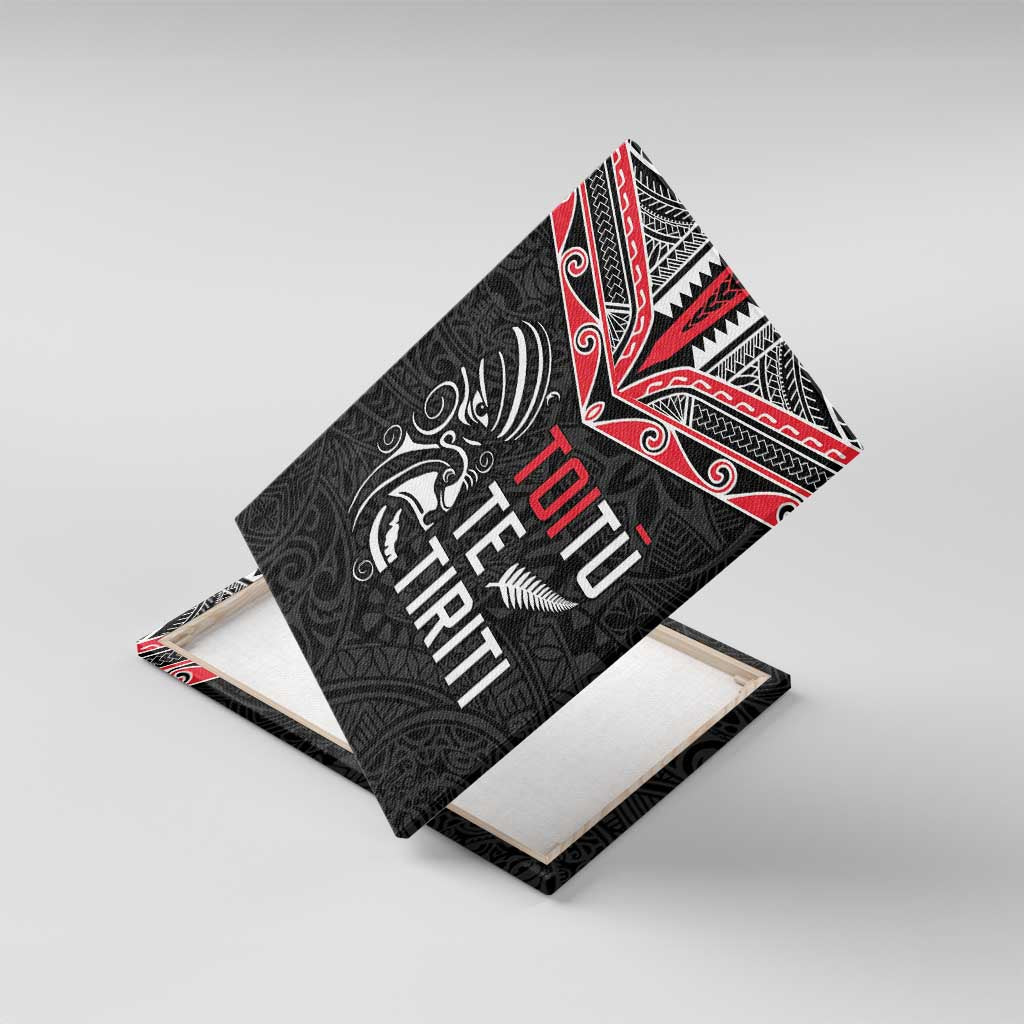 Aotearoa Toitu Te Tiriti Canvas Wall Art New Zealand Honour The Treaty LT05 With Frame Black - Polynesian Pride