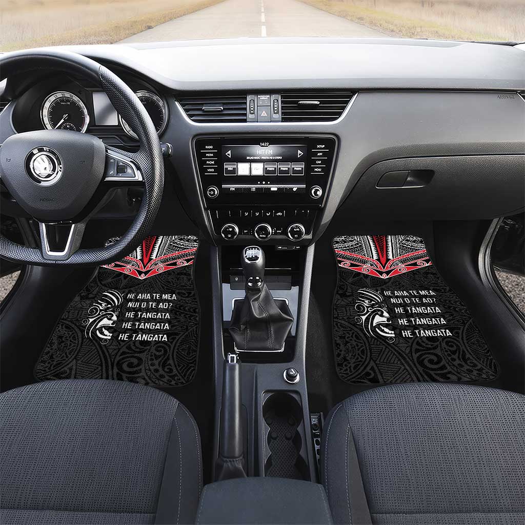 Aotearoa Toitu Te Tiriti Car Mats New Zealand Honour The Treaty LT05 Set 2pcs - Front Black - Polynesian Pride