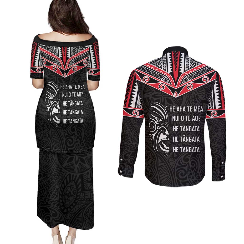 Aotearoa Toitu Te Tiriti Couples Matching Puletasi and Long Sleeve Button Shirt New Zealand Honour The Treaty LT05 - Polynesian Pride