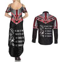 Aotearoa Toitu Te Tiriti Couples Matching Summer Maxi Dress and Long Sleeve Button Shirt New Zealand Honour The Treaty LT05 - Polynesian Pride