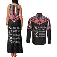 Aotearoa Toitu Te Tiriti Couples Matching Tank Maxi Dress and Long Sleeve Button Shirt New Zealand Honour The Treaty LT05 - Polynesian Pride