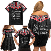 Aotearoa Toitu Te Tiriti Family Matching Off Shoulder Short Dress and Hawaiian Shirt New Zealand Honour The Treaty LT05 - Polynesian Pride