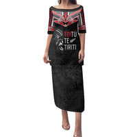 Aotearoa Toitu Te Tiriti Family Matching Puletasi and Hawaiian Shirt New Zealand Honour The Treaty LT05 Mom's Dress Black - Polynesian Pride