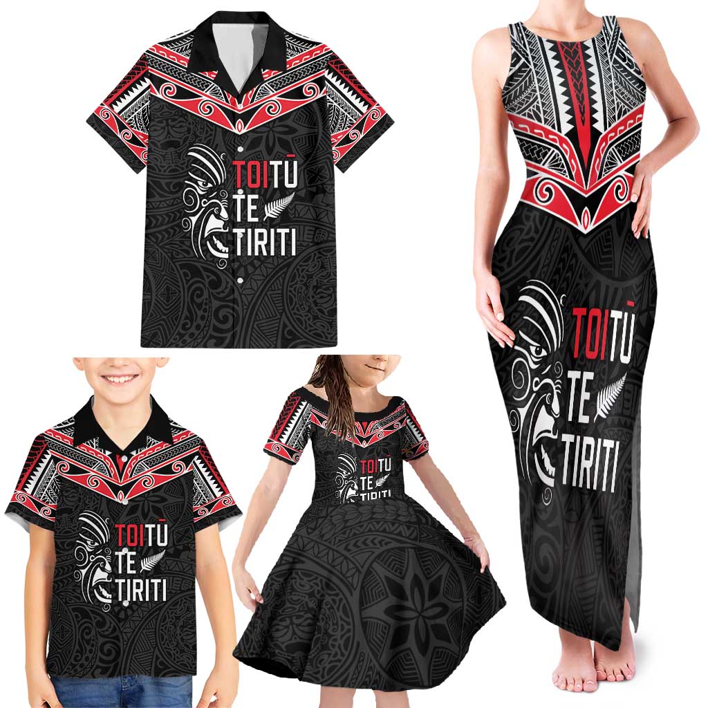 Aotearoa Toitu Te Tiriti Family Matching Tank Maxi Dress and Hawaiian Shirt New Zealand Honour The Treaty LT05 - Polynesian Pride