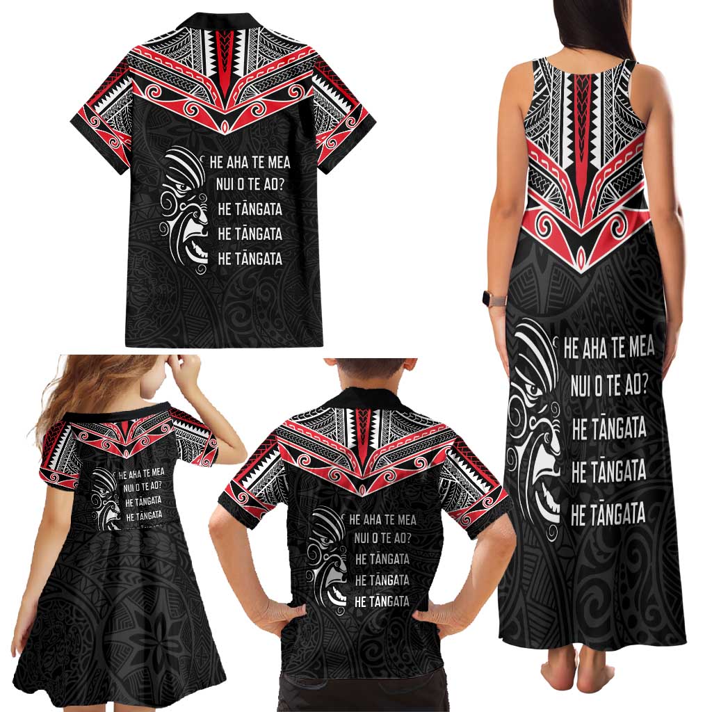 Aotearoa Toitu Te Tiriti Family Matching Tank Maxi Dress and Hawaiian Shirt New Zealand Honour The Treaty LT05 - Polynesian Pride