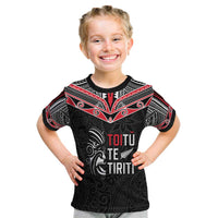 Aotearoa Toitu Te Tiriti Kid T Shirt New Zealand Honour The Treaty LT05 Black - Polynesian Pride