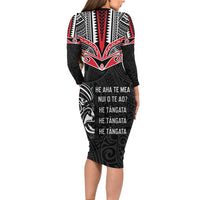 Aotearoa Toitu Te Tiriti Long Sleeve Bodycon Dress New Zealand Honour The Treaty LT05 - Polynesian Pride