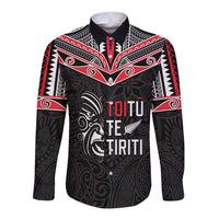 Aotearoa Toitu Te Tiriti Long Sleeve Button Shirt New Zealand Honour The Treaty LT05 Unisex Black - Polynesian Pride