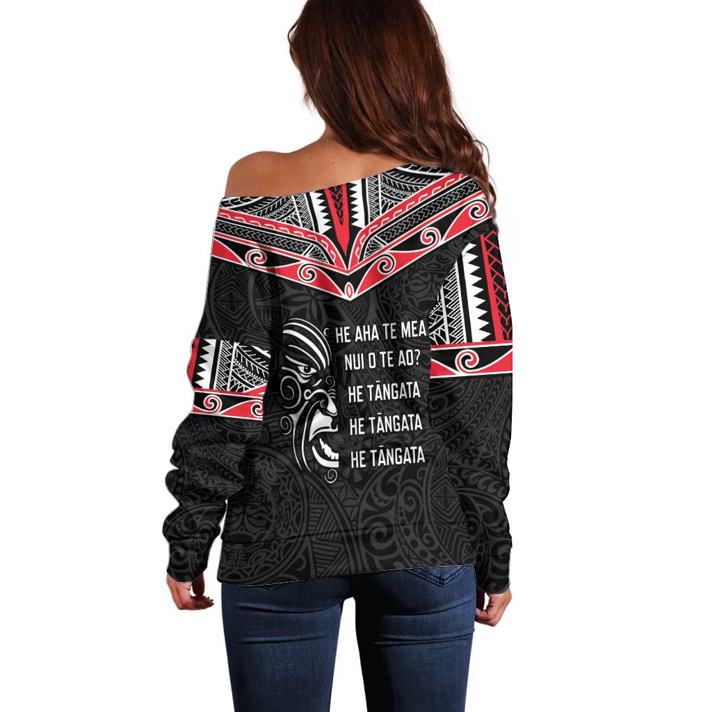 Aotearoa Toitu Te Tiriti Off Shoulder Sweater New Zealand Honour The Treaty LT05 - Polynesian Pride