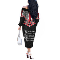 Aotearoa Toitu Te Tiriti Off The Shoulder Long Sleeve Dress New Zealand Honour The Treaty LT05 - Polynesian Pride
