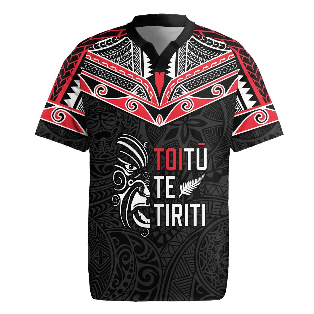 Aotearoa Toitu Te Tiriti Rugby Jersey New Zealand Honour The Treaty LT05 Black - Polynesian Pride