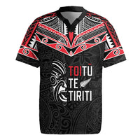 Aotearoa Toitu Te Tiriti Rugby Jersey New Zealand Honour The Treaty LT05 Black - Polynesian Pride