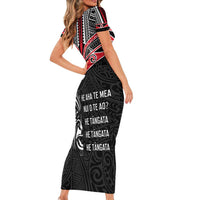 Aotearoa Toitu Te Tiriti Short Sleeve Bodycon Dress New Zealand Honour The Treaty LT05 - Polynesian Pride