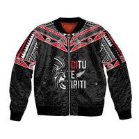 Aotearoa Toitu Te Tiriti Sleeve Zip Bomber Jacket New Zealand Honour The Treaty LT05 Unisex Black - Polynesian Pride