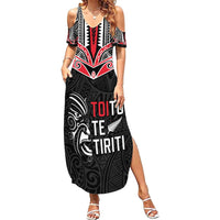 Aotearoa Toitu Te Tiriti Summer Maxi Dress New Zealand Honour The Treaty LT05 Women Black - Polynesian Pride
