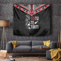 Aotearoa Toitu Te Tiriti Tapestry New Zealand Honour The Treaty LT05 Black - Polynesian Pride