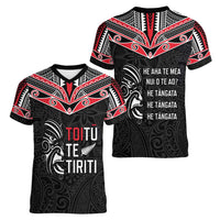 Aotearoa Toitu Te Tiriti Women V-Neck T-Shirt New Zealand Honour The Treaty LT05 - Polynesian Pride