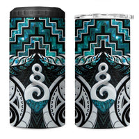 New Zealand Maori 4 in 1 Can Cooler Tumbler Poutama Pikorua Turquoise Paua Shell LT05 One Size: 16 oz Turquoise - Polynesian Pride