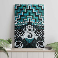 New Zealand Maori Canvas Wall Art Poutama Pikorua Turquoise Paua Shell LT05 - Polynesian Pride