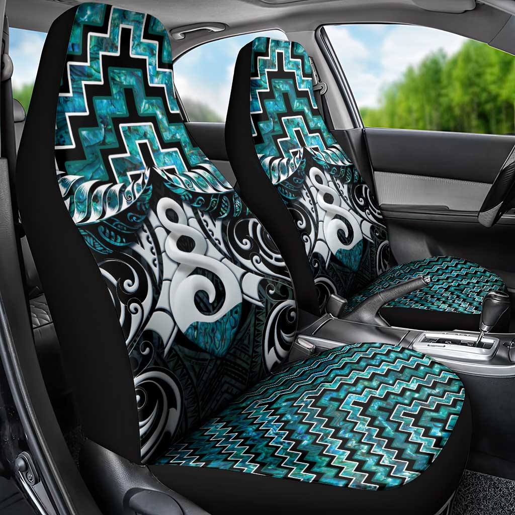 New Zealand Maori Car Seat Cover Poutama Pikorua Turquoise Paua Shell LT05 - Polynesian Pride