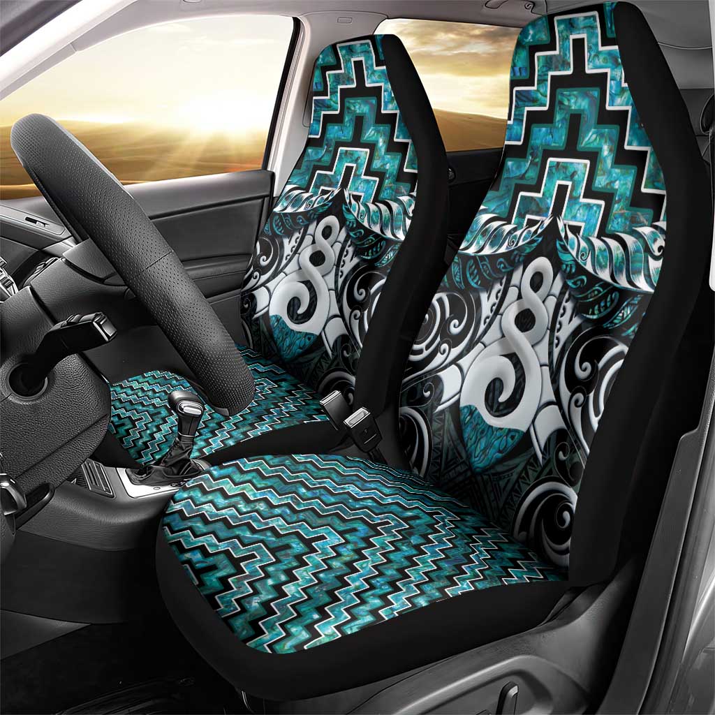 New Zealand Maori Car Seat Cover Poutama Pikorua Turquoise Paua Shell LT05 - Polynesian Pride