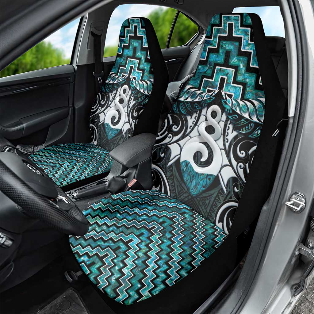 New Zealand Maori Car Seat Cover Poutama Pikorua Turquoise Paua Shell LT05 - Polynesian Pride