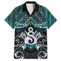 New Zealand Maori Family Matching Long Sleeve Bodycon Dress and Hawaiian Shirt Poutama Pikorua Turquoise Paua Shell LT05 Dad's Shirt - Short Sleeve Turquoise - Polynesian Pride