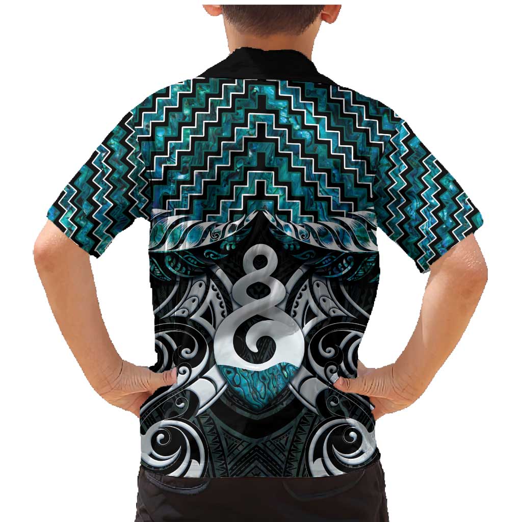 New Zealand Maori Family Matching Mermaid Dress and Hawaiian Shirt Poutama Pikorua Turquoise Paua Shell LT05 - Polynesian Pride