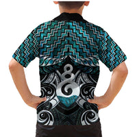 New Zealand Maori Family Matching Mermaid Dress and Hawaiian Shirt Poutama Pikorua Turquoise Paua Shell LT05 - Polynesian Pride