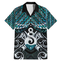 New Zealand Maori Family Matching Mermaid Dress and Hawaiian Shirt Poutama Pikorua Turquoise Paua Shell LT05 Dad's Shirt - Short Sleeve Turquoise - Polynesian Pride