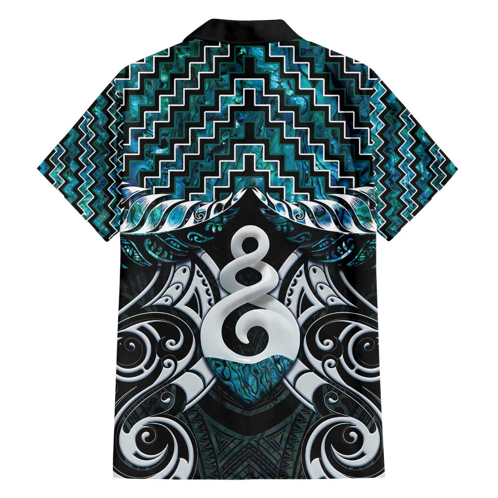 New Zealand Maori Family Matching Summer Maxi Dress and Hawaiian Shirt Poutama Pikorua Turquoise Paua Shell LT05 - Polynesian Pride