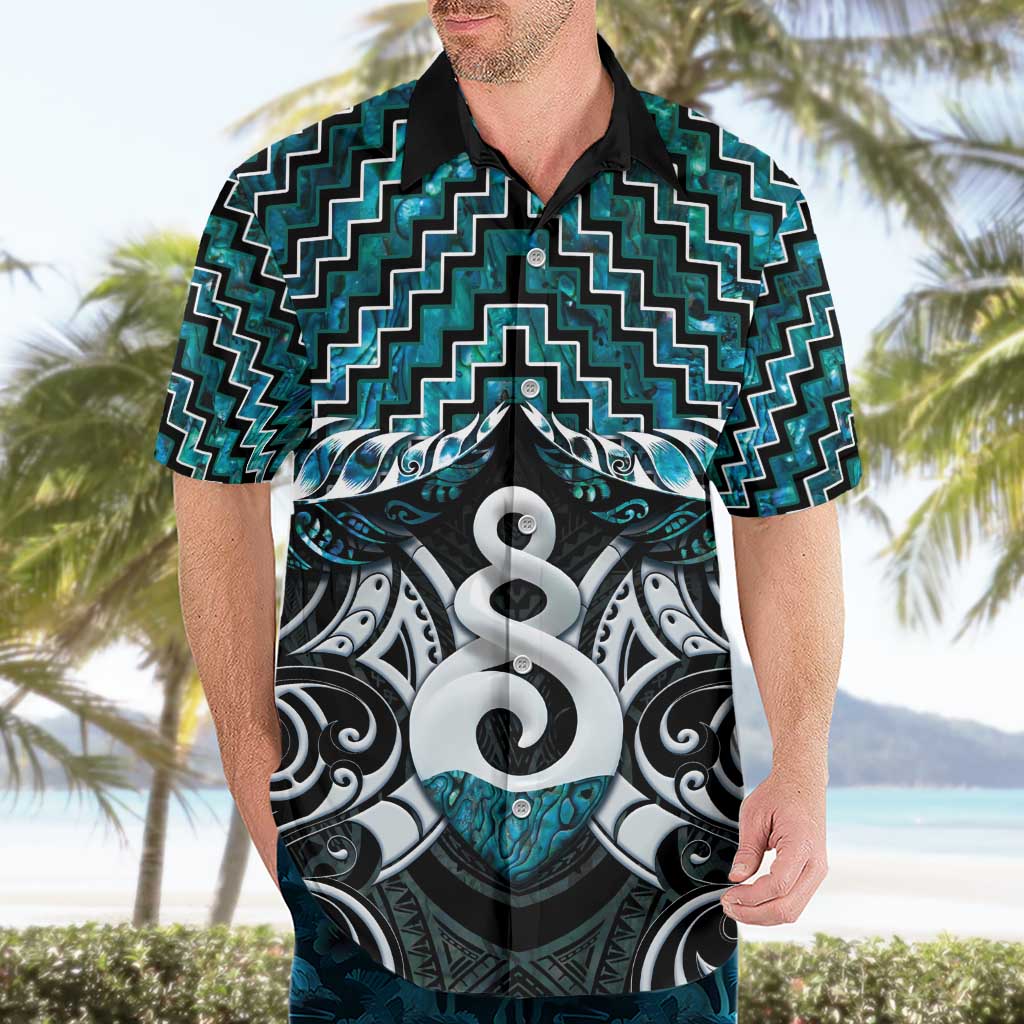 New Zealand Maori Hawaiian Shirt Poutama Pikorua Turquoise Paua Shell LT05 - Polynesian Pride