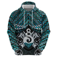 New Zealand Maori Hoodie Poutama Pikorua Turquoise Paua Shell LT05 - Polynesian Pride