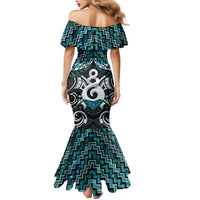 New Zealand Maori Mermaid Dress Poutama Pikorua Turquoise Paua Shell LT05 - Polynesian Pride