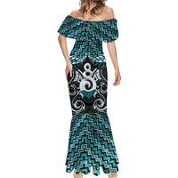 New Zealand Maori Mermaid Dress Poutama Pikorua Turquoise Paua Shell LT05 - Polynesian Pride