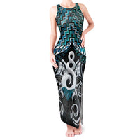 New Zealand Maori Tank Maxi Dress Poutama Pikorua Turquoise Paua Shell LT05 Women Turquoise - Polynesian Pride