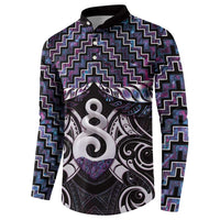 New Zealand Maori Button Sweatshirt Poutama Pikorua Purple Paua Shell LT05 - Polynesian Pride