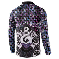 New Zealand Maori Button Sweatshirt Poutama Pikorua Purple Paua Shell LT05 - Polynesian Pride