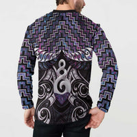New Zealand Maori Button Sweatshirt Poutama Pikorua Purple Paua Shell LT05 - Polynesian Pride