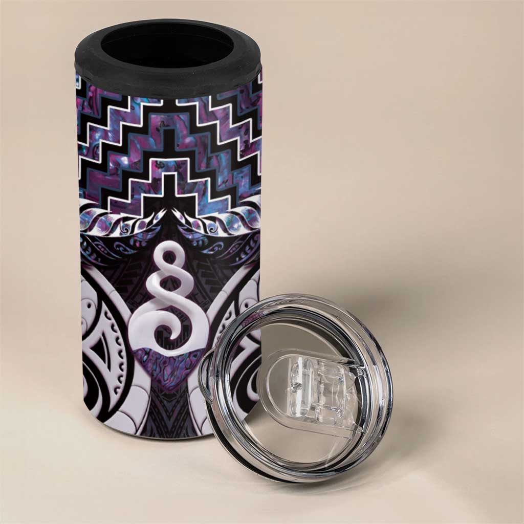 New Zealand Maori 4 in 1 Can Cooler Tumbler Poutama Pikorua Purple Paua Shell LT05 - Polynesian Pride