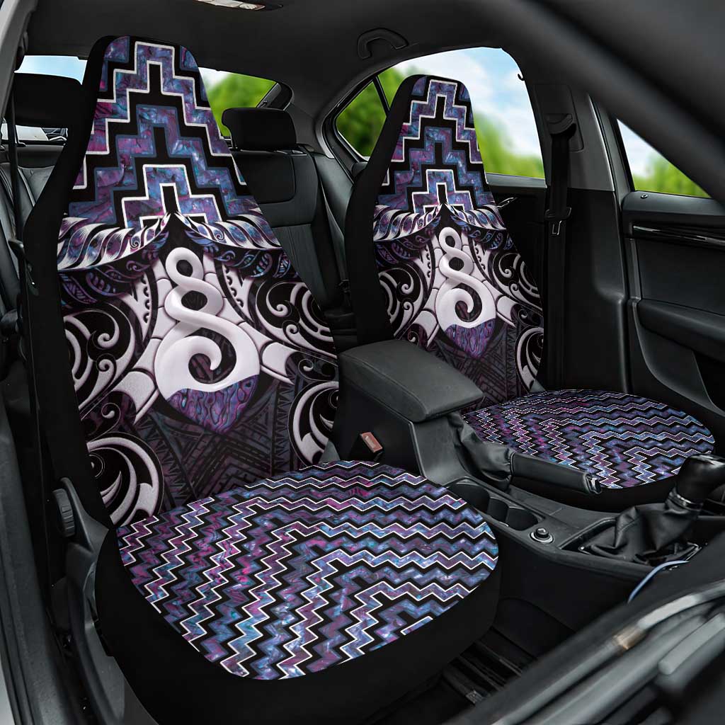 New Zealand Maori Car Seat Cover Poutama Pikorua Purple Paua Shell LT05 One Size Purple - Polynesian Pride